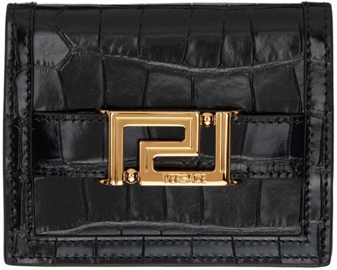 versace top zip grain leather wallet|Versace greek goddess wallet.